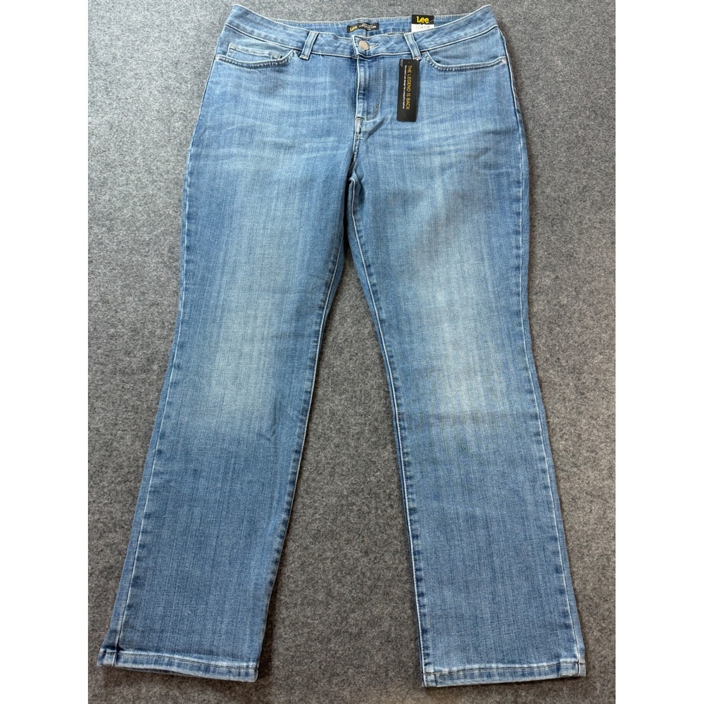 Lee Straight Legendary Women 16 Short Blue NWT Mid Rise Stretch Denim Jeans